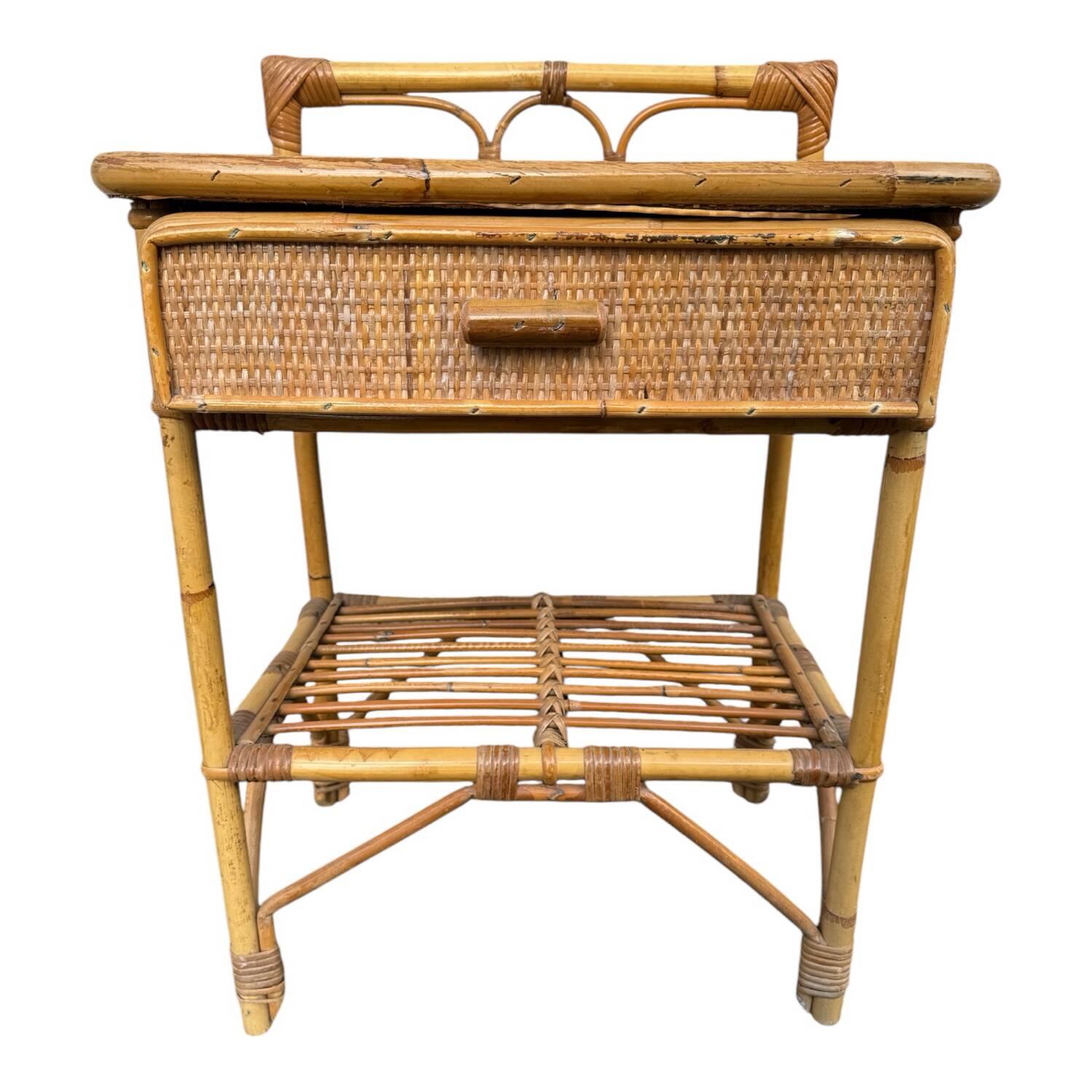 Paire de table de nuit en rotin Italie 70’s