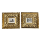 Pair of important English engravings in gilded frames, 19th century