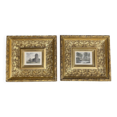Pair of important English engravings in gilded frames, 19th century