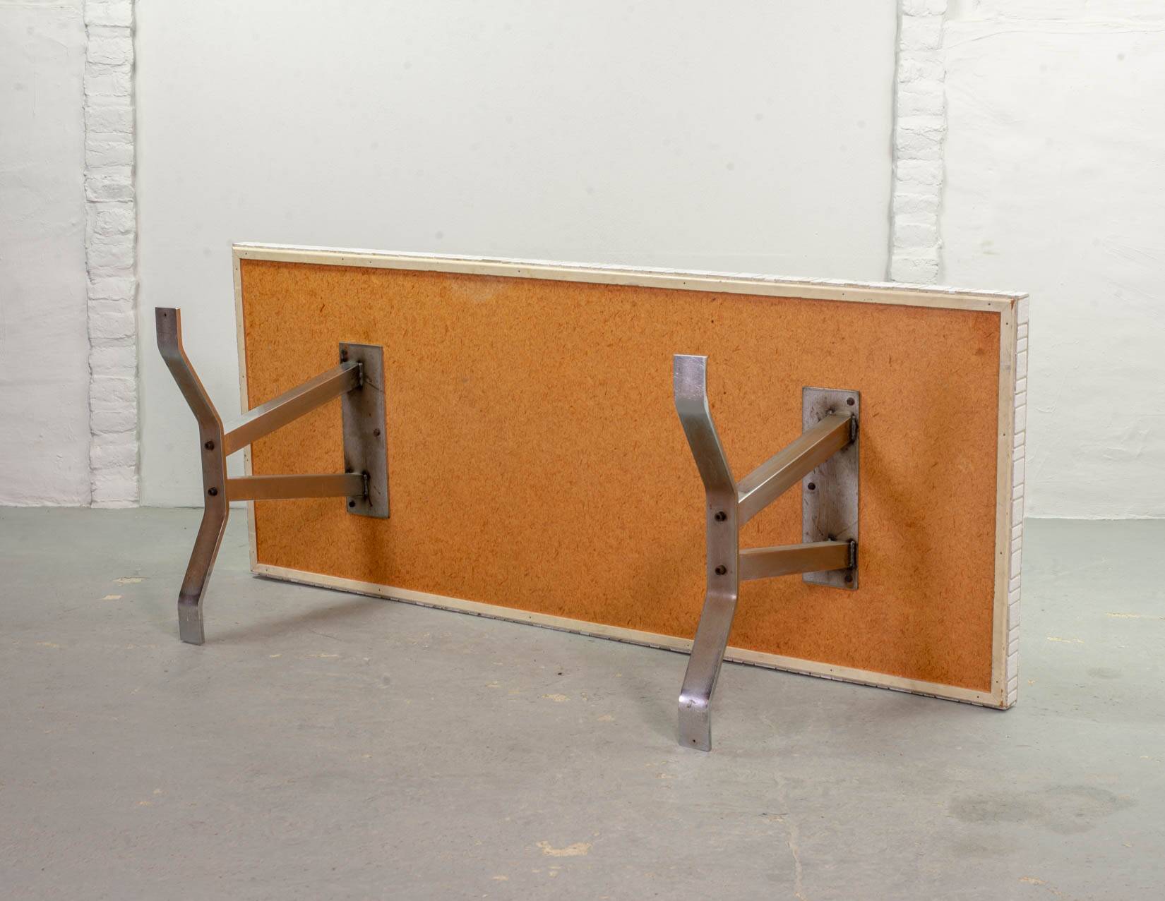 Large Denisco Style Vintage Design Ceramic Tiles Coffee Table + Chrome Base