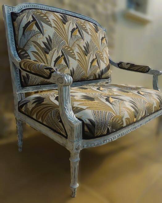 Louis XVI style bench sofa with upholstery and beech wood - Completely revamped