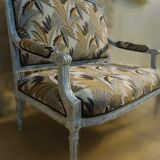 Louis XVI style bench sofa with upholstery and beech wood - Completely revamped