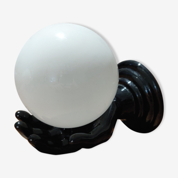 Black hand ceramic and opaline wall wall light