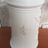 Old White Ceramic Vase Vintage Coat of Arms Decor #A697