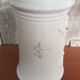 Old White Ceramic Vase Vintage Coat of Arms Decor #A697