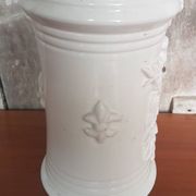 Old White Ceramic Vase Vintage Coat of Arms Decor #A697