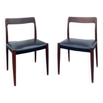Paire de chaises en palissandre de Rio, Niels O. Moller