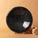 Dish ceramic vintage 1980 black chiné white