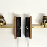 Pair of Scandinavian Wall Lights - Opaline Brass Wood - 50's 60's