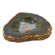Vintage blue ochre agate slice tray, agate ashtray, 1960s