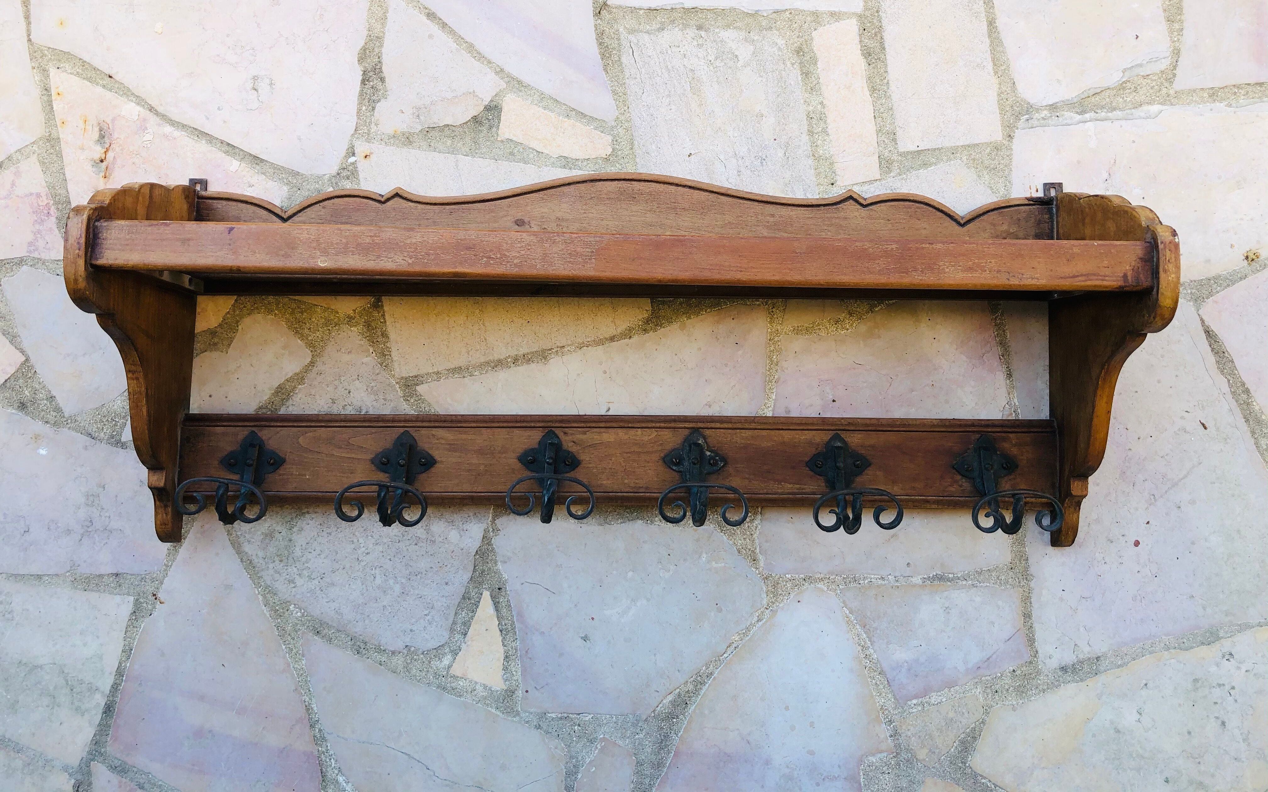 Old wooden wall coats door with six floors