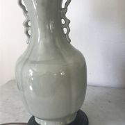 Lampe en céramique vintage vert céladon