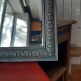 Mirror, art deco, wood, blue velvet patina, antique wax