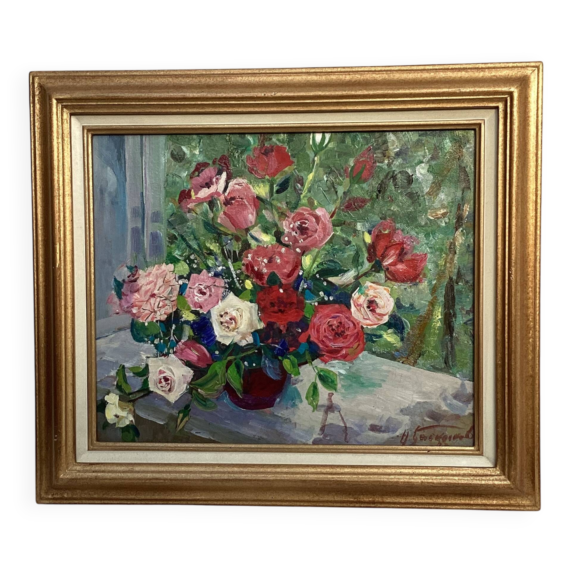 Oil painting on canvas signed dimensions: height -50cm-width -58cm-