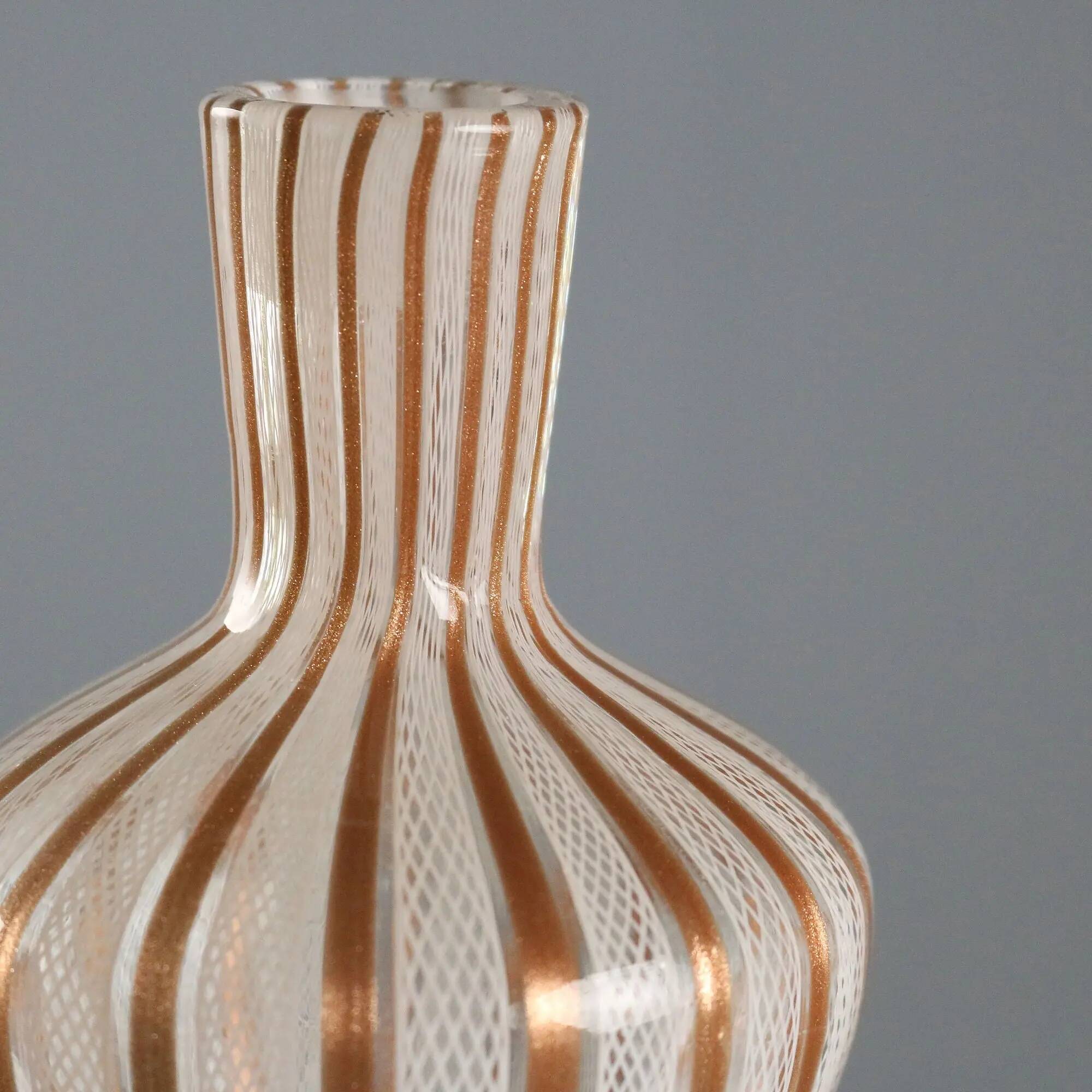 Vintage hourglass-shaped glass vase, designer, Italy, 1950s-1960s.