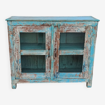 Petite vitrine en bois bleu