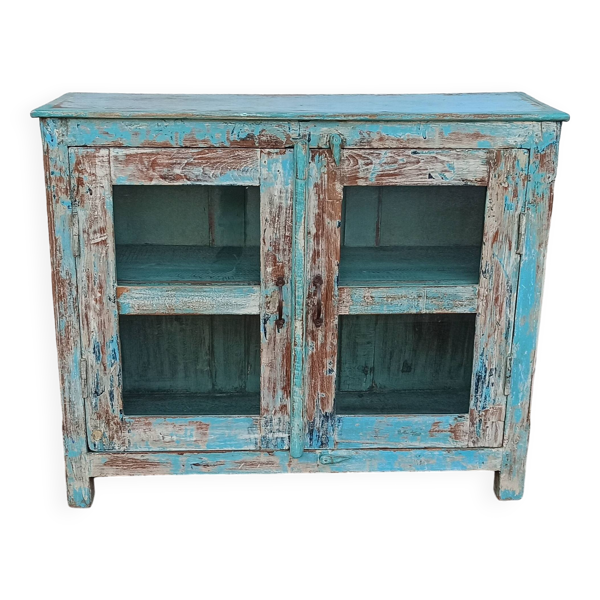 Petite vitrine en bois bleu