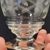 10 old port wine glasses in engraved art deco chiseled crystal