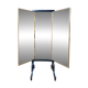 Brot mirror on legs, triptych glass in blackened wood, brass, Art Deco