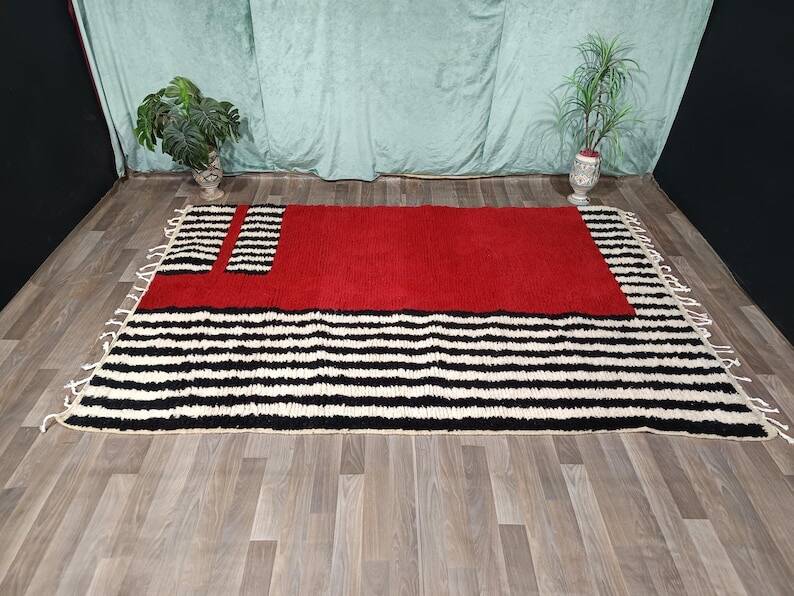 Tapis berbère en laine pure fait main traditionnelle taille 150/250 cm