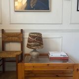 Vintage pine and glass coffee table