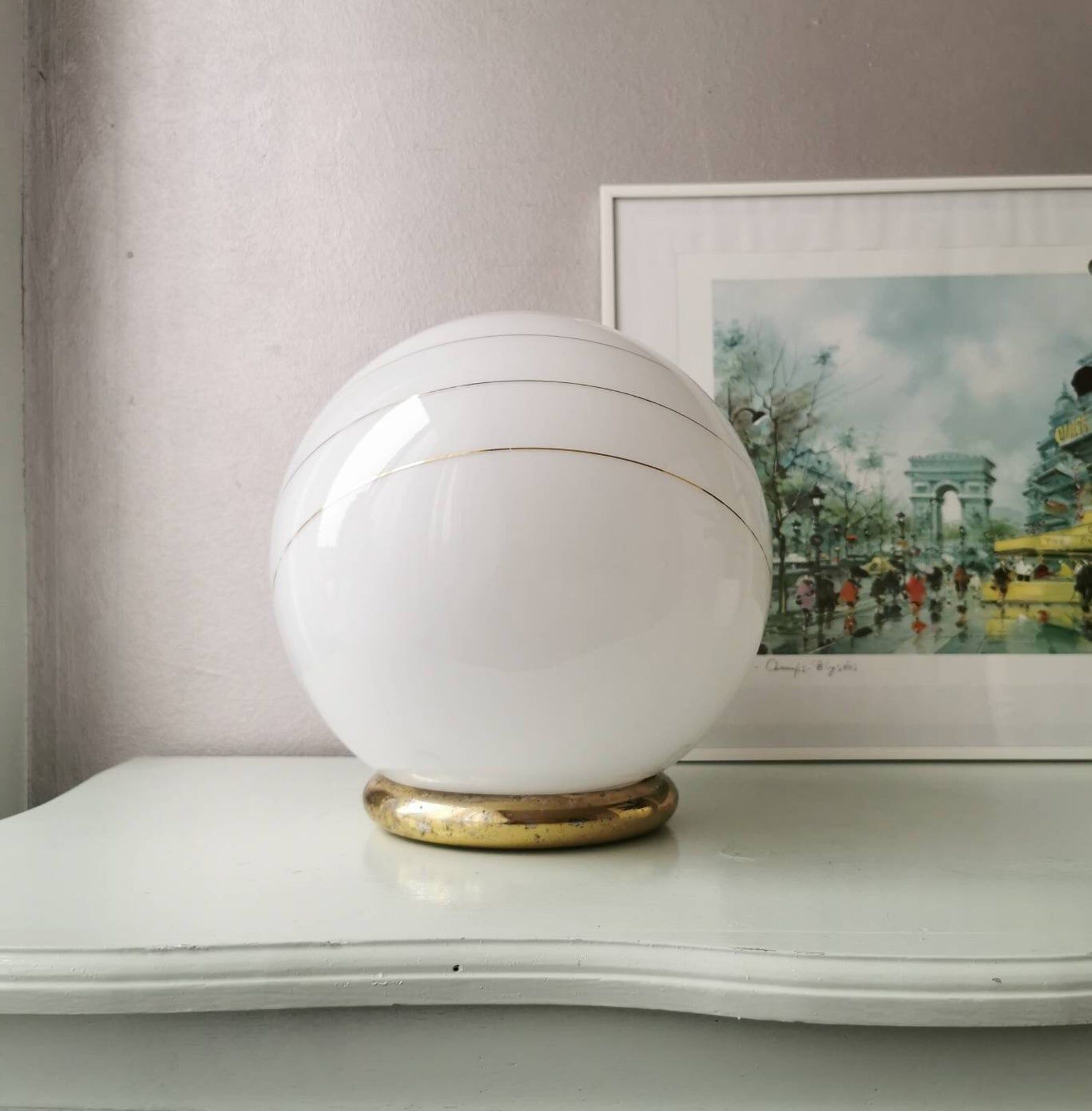 Vintage glass globe lamp 1980