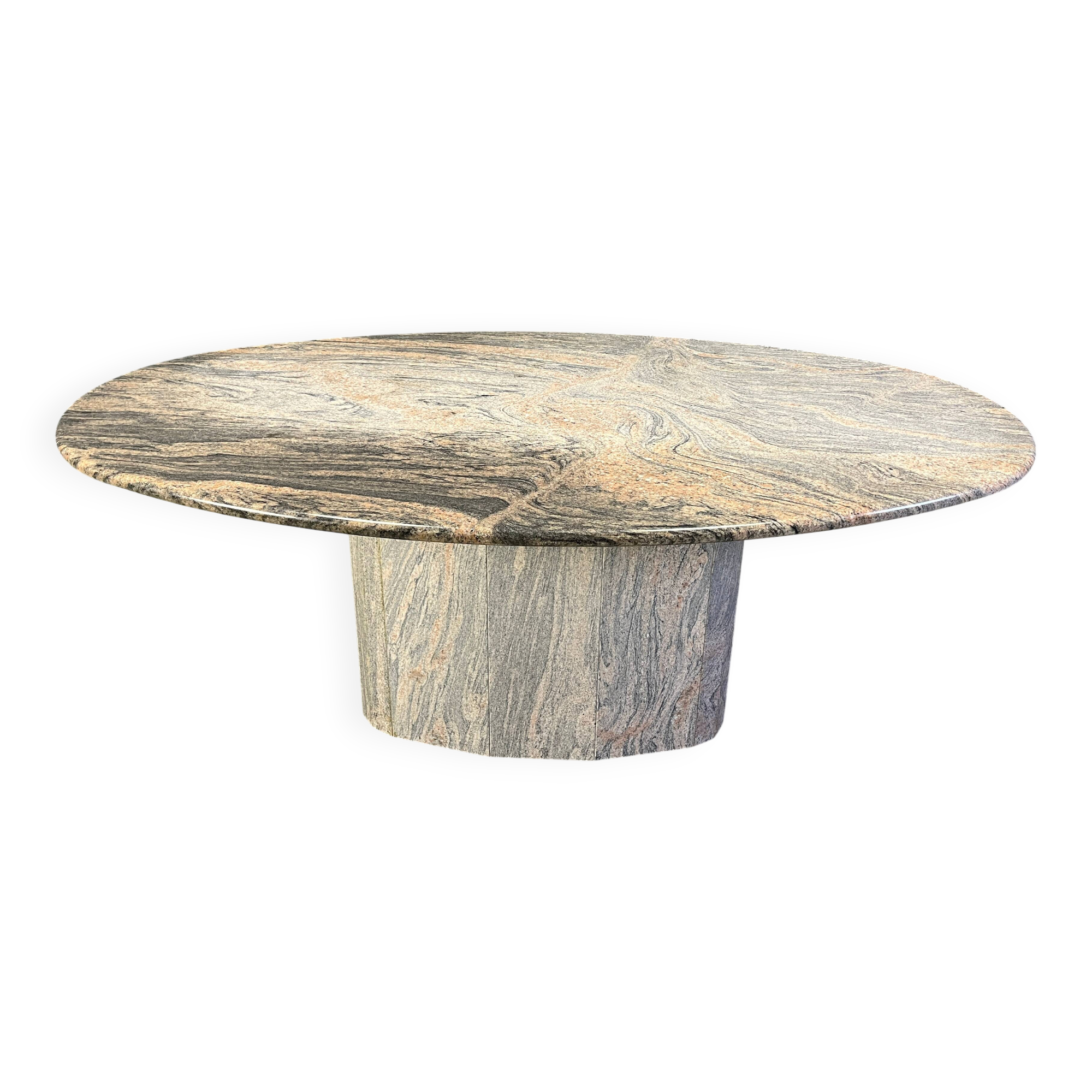 Table à manger en granit ovale vintage, années 1970