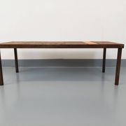 Vintage rectangular coffee table by Jean Jaffeux in steel and ceramic from the 60s