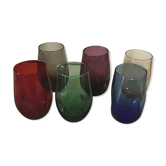 6 vintage colored glasses year 70s
