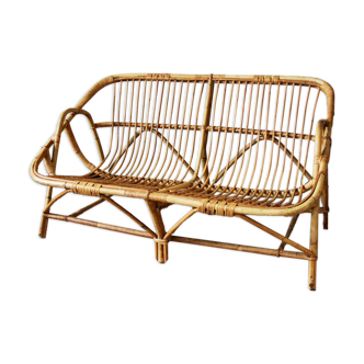 Vintage rattan bench