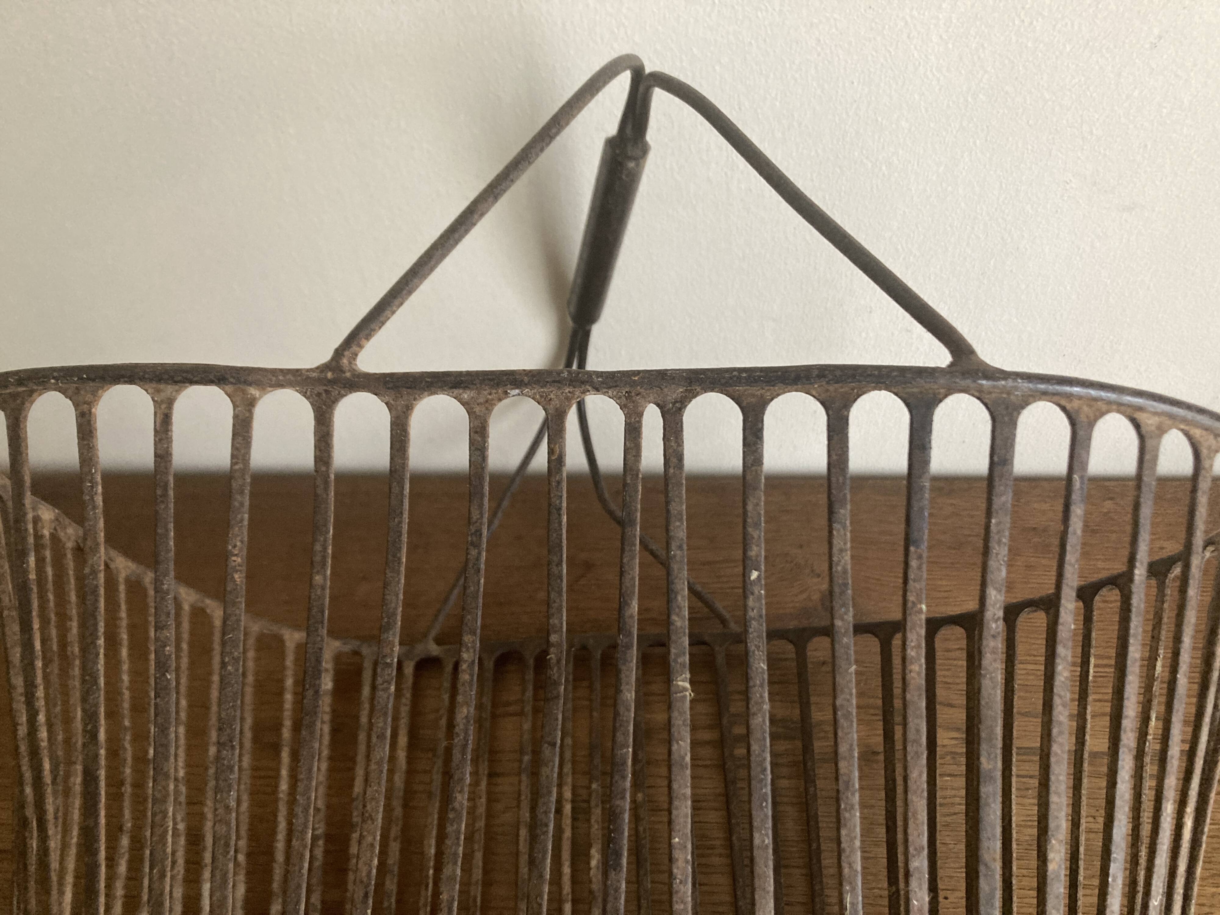 Country wrought iron harvest basket 1930