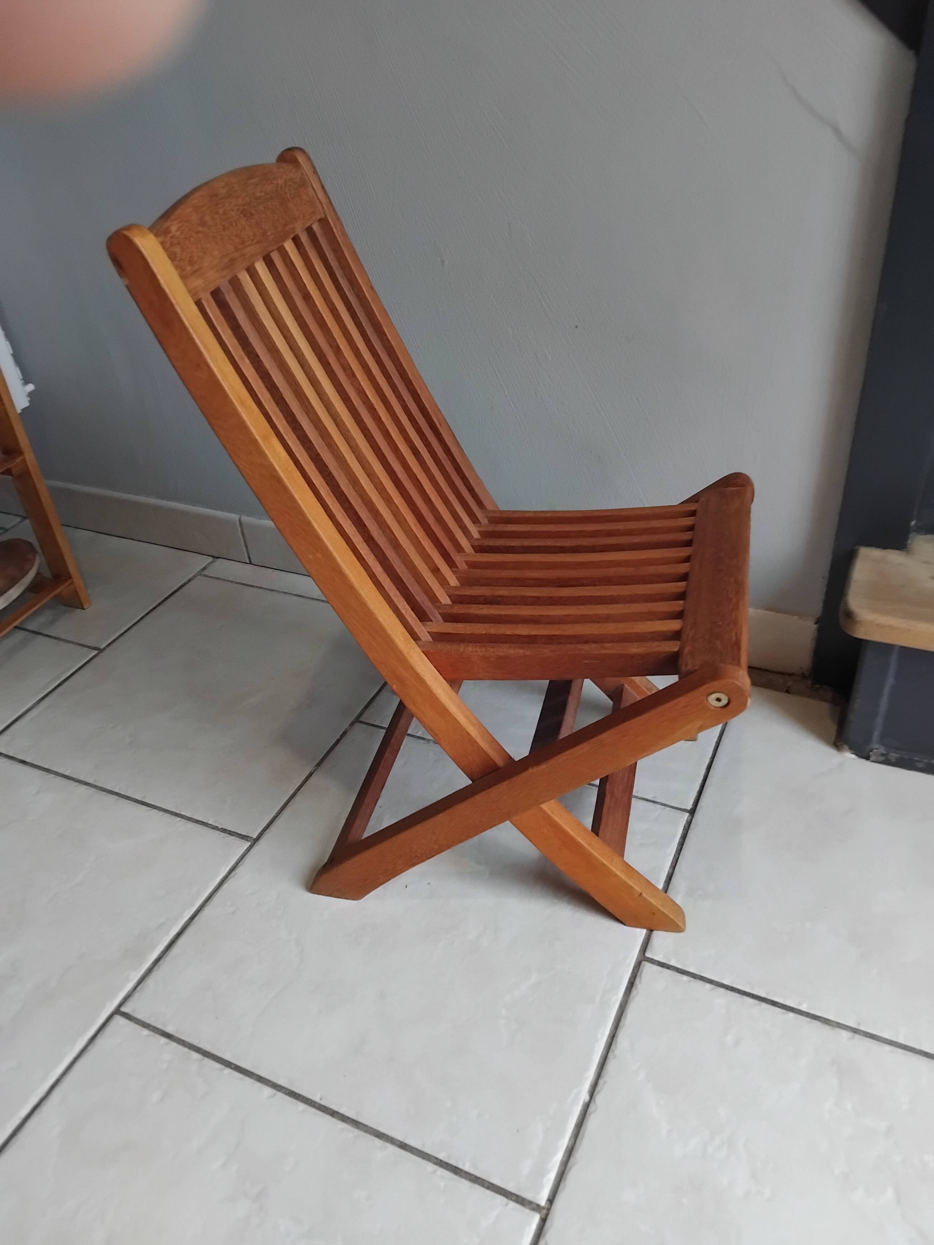 Vintage folding teak children's chair