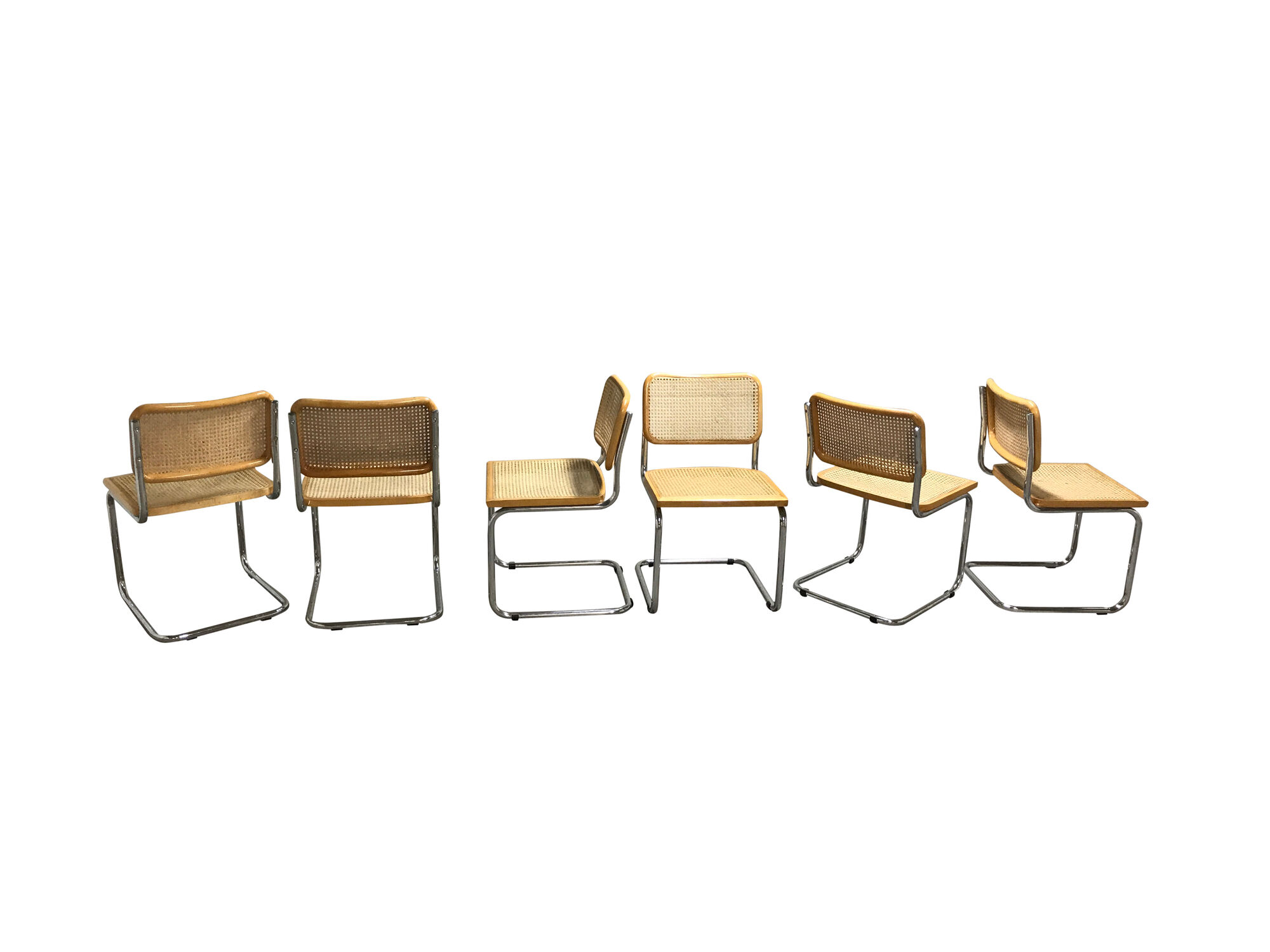 Lot de 6 chaises par Marcel Breuer Cesca fabriquées en Italie années 1970
