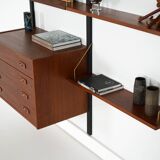 Teak wall unit PS System, Danish design, 1960s, manufactured by Randers Møb