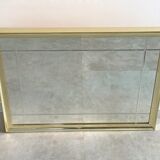 Vintage hollywood regency gold facetted mirror, 80s wall mirror