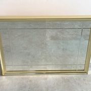 Vintage hollywood regency gold facetted mirror, 80s wall mirror