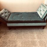 Old almond green velvet bench