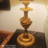 Bronze lamp 1960s Louis XV style / Rocaille with lampshade - H 60 cm