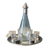 Glass and silver-plated liqueur service
