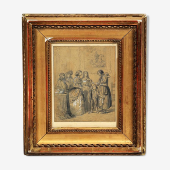 « L’Aumône », crayon et gouache, XIXème siècle