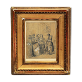 « L’Aumône », crayon et gouache, XIXème siècle