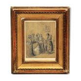 French school of the nineteenth century, "L'Aumône", pencil and gouache, nineteenth century