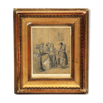 « L’Aumône », crayon et gouache, XIXème siècle