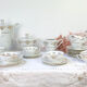Vintage tea set in golden white porcelain CHAUVIGNY LIMOGES