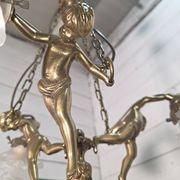 Lustre aux angelots en bronze années 70