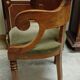 Empire-Charles X walnut office chair with a gondola backrest.