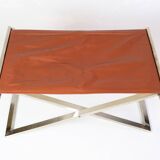 Stool Made In Brushed Steel With Cognac Leather By Michael Christensen