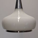 Water drop pendant light Space age in white opaline, France circa 1970.
