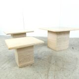 Set of 3 travertine nesting tables, 1970s