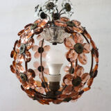 Pendant Lamp In Iron And Murano Glass, Italy Early 20th Century